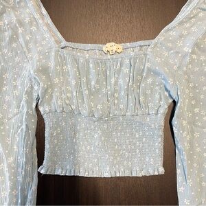 LA hearts smocked floral long sleeve